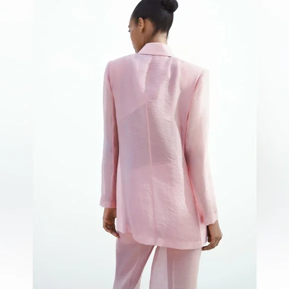 ZARA 2 PIECES SET MIXED ORGANZA BLAZER AND MIXED ORGANZA STRAIGHT LEG PANTS - Picture 10 of 16